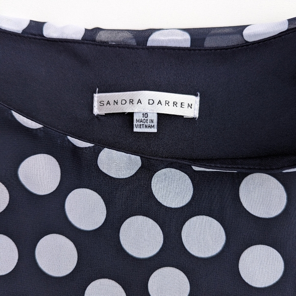 Sandra Darren Sleeveless Polkadot Chiffon Dress 10 - Picture 13 of 16